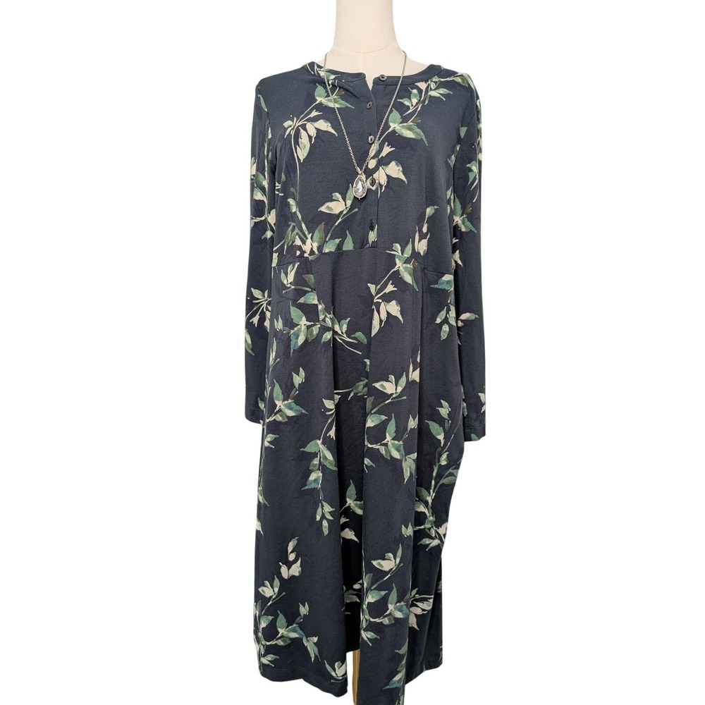PureJill (J.Jill) Dress Casual Leaf Print Button Front Midi Size‎ M Petite
